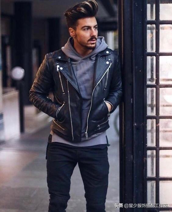 男人秋天衣服少,还想每日穿新鲜?皮夹克的“一衣多搭”是关键