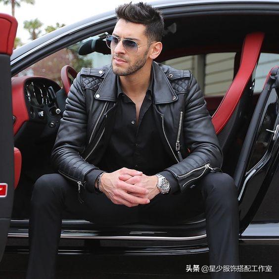 男人秋天衣服少,还想每日穿新鲜?皮夹克的“一衣多搭”是关键