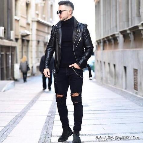 男人秋天衣服少,还想每日穿新鲜?皮夹克的“一衣多搭”是关键